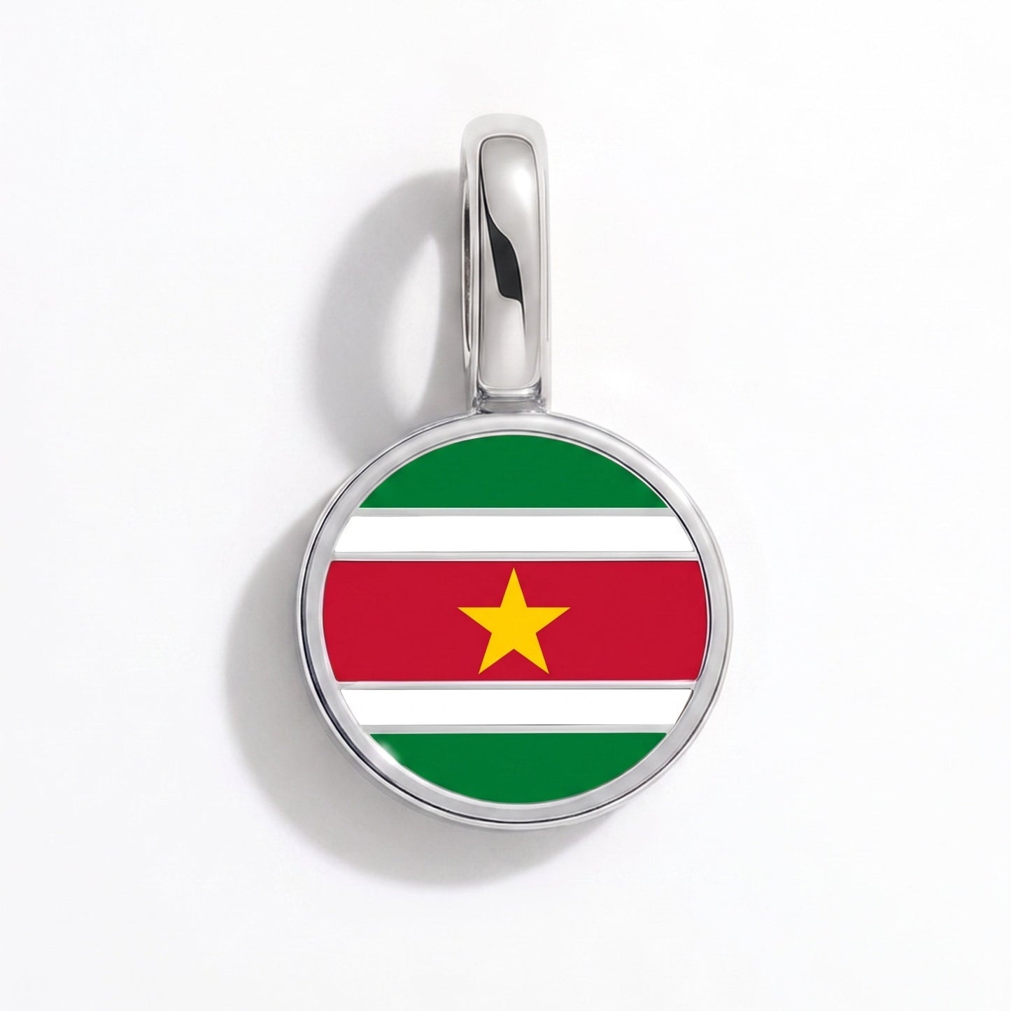 Flag charm Suriname – rectangular silver