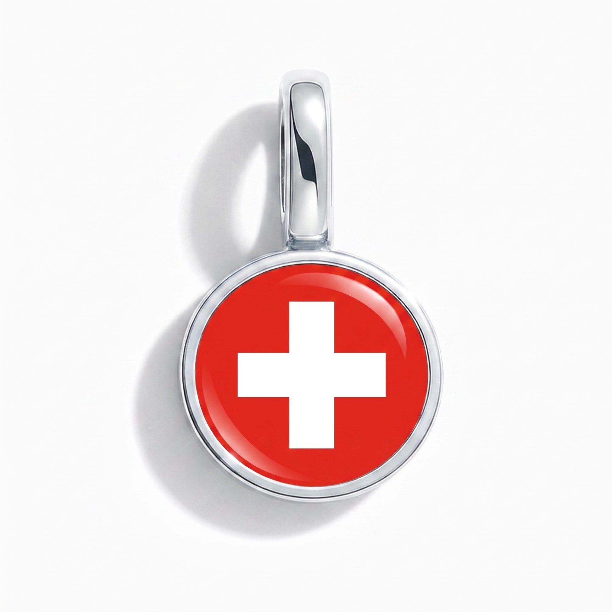 Flag charm Switzerland – rectangular silver