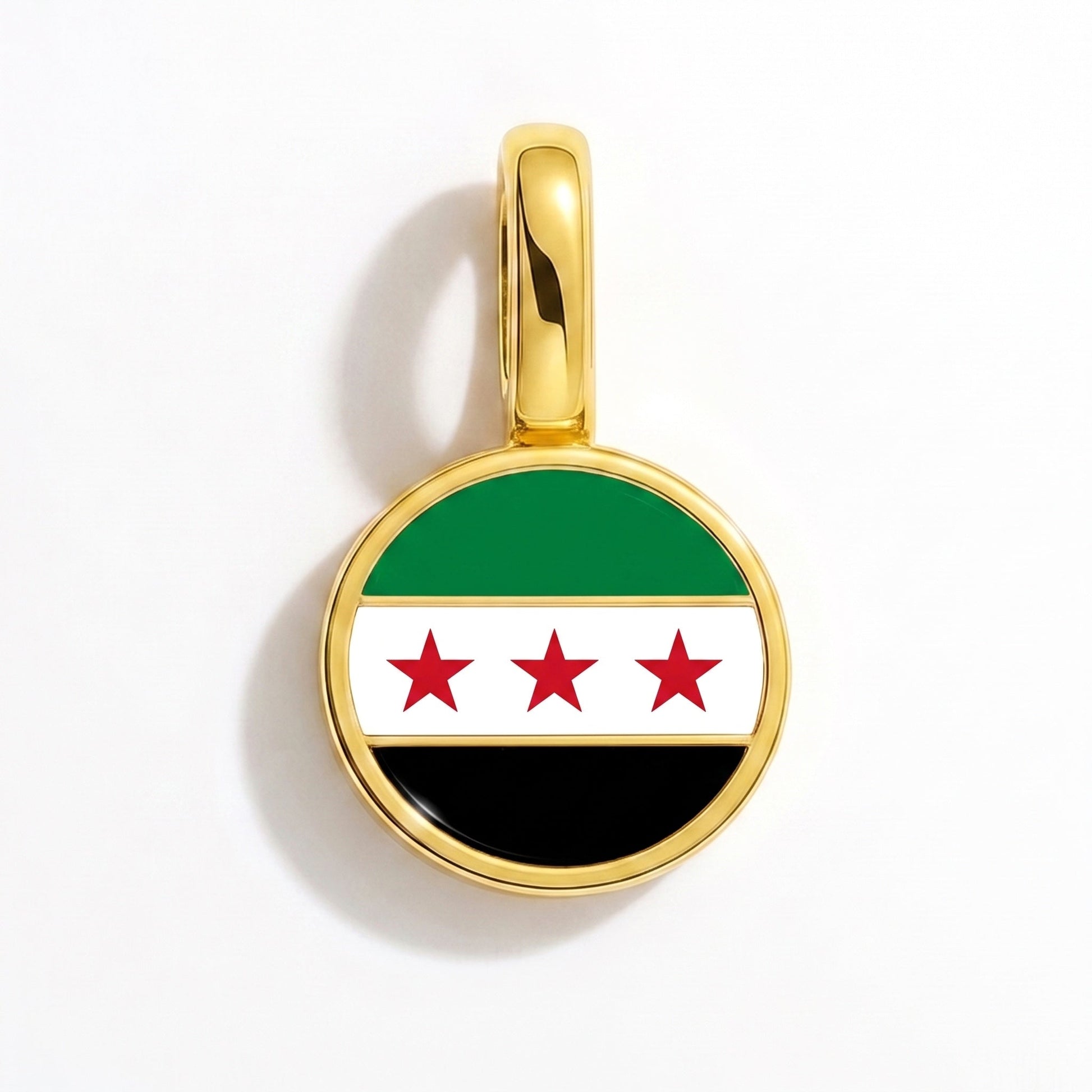 Flag charm Syria – rectangular gold