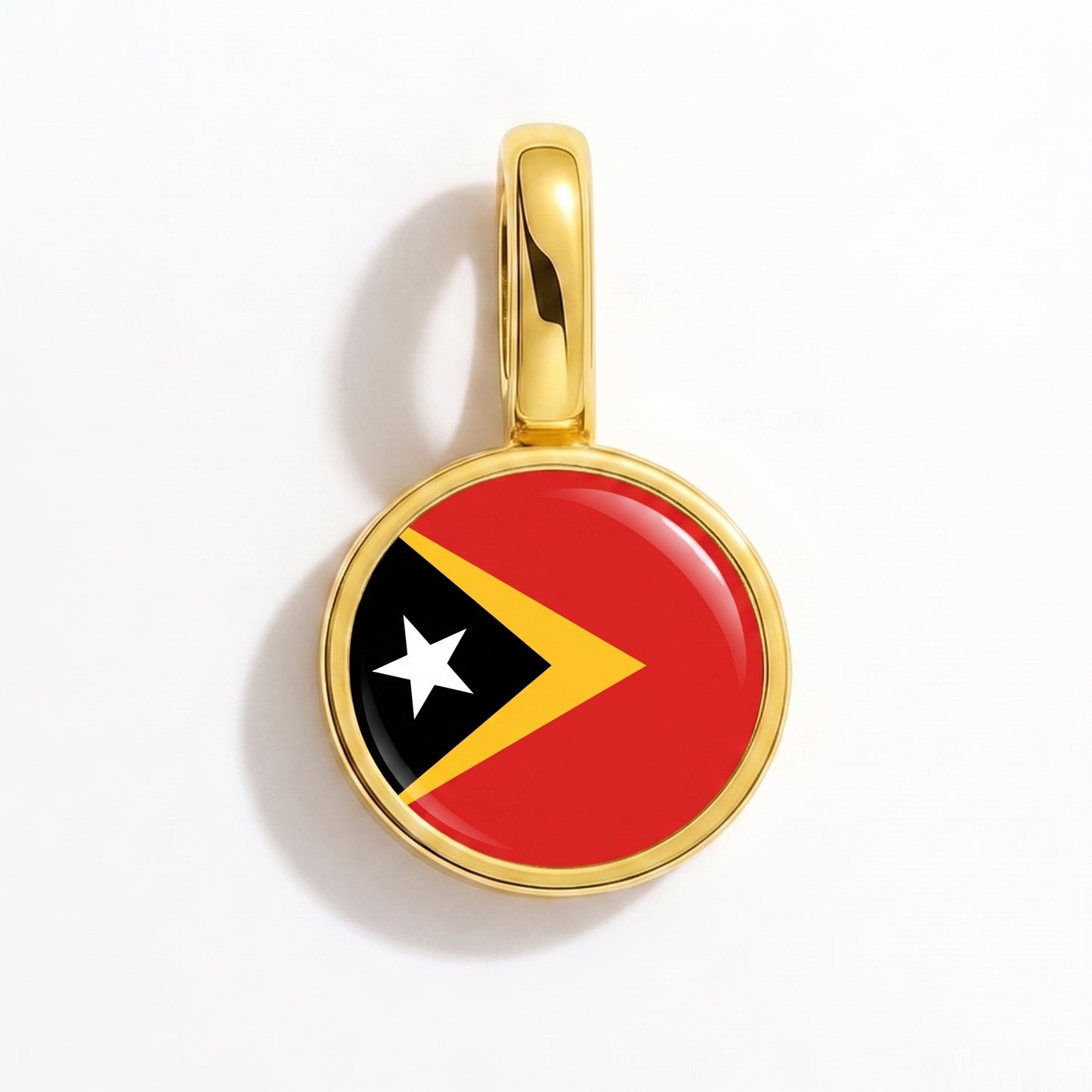 Flag charm Timor-Leste – round gold