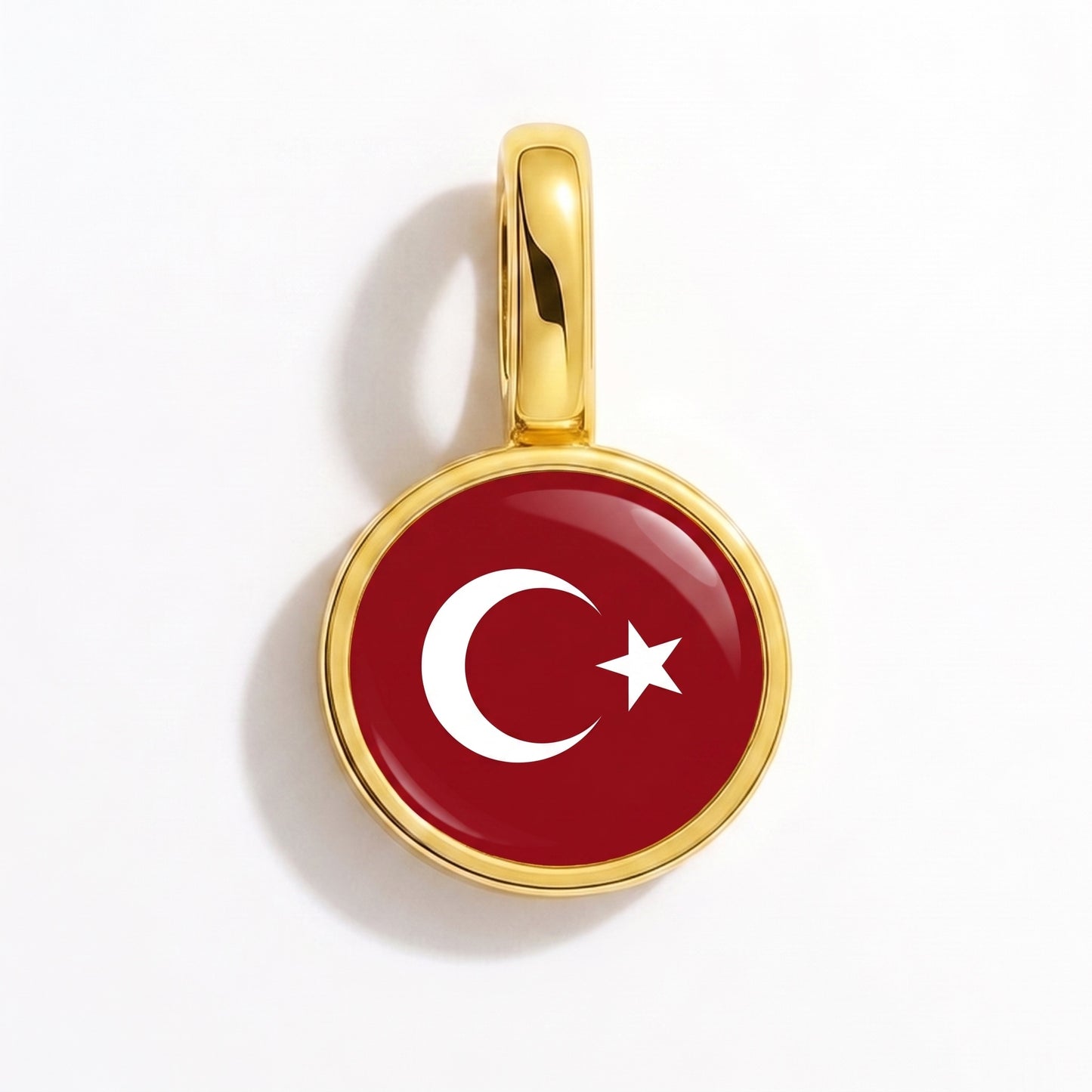 Flag charm Turkey – round gold