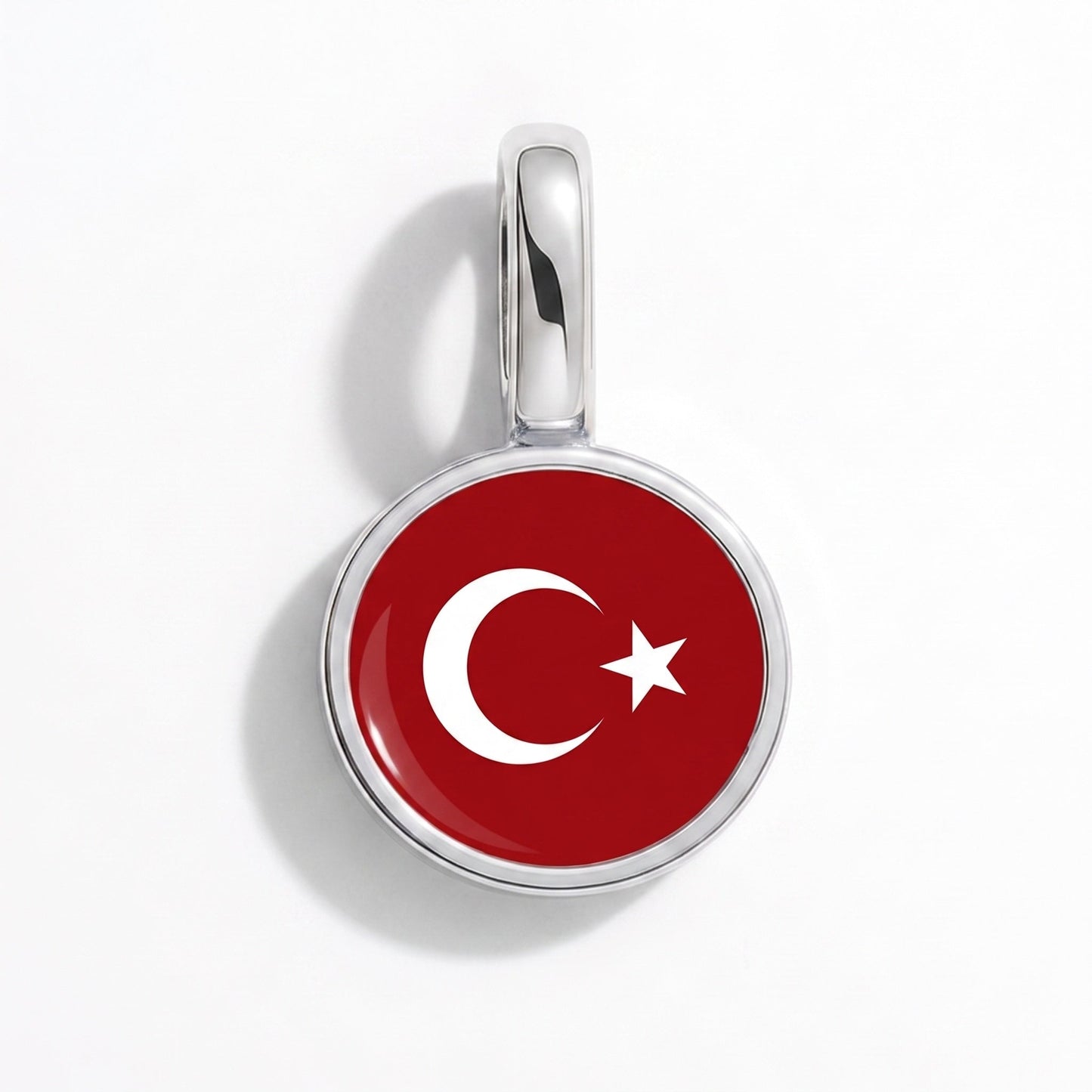 Flag charm Turkey – rectangular silver