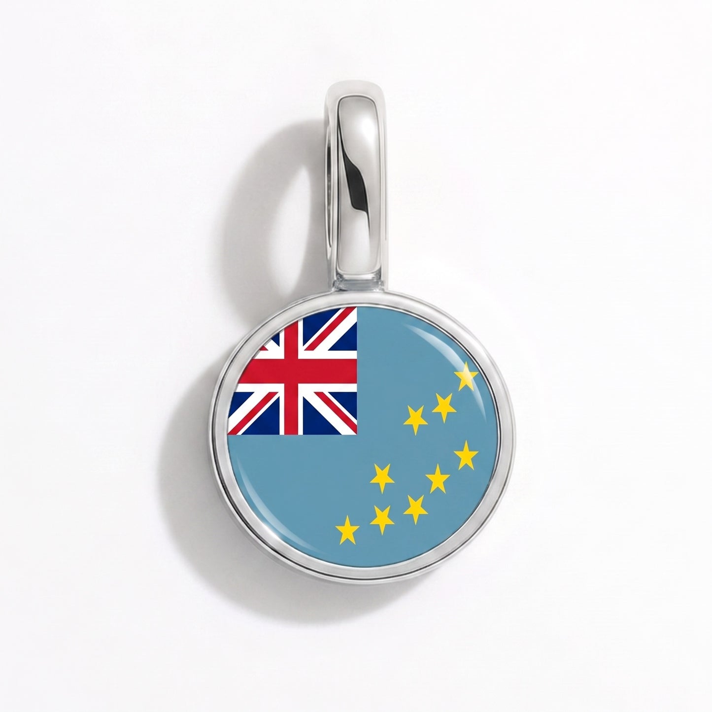 Flag charm Tuvalu – round silver
