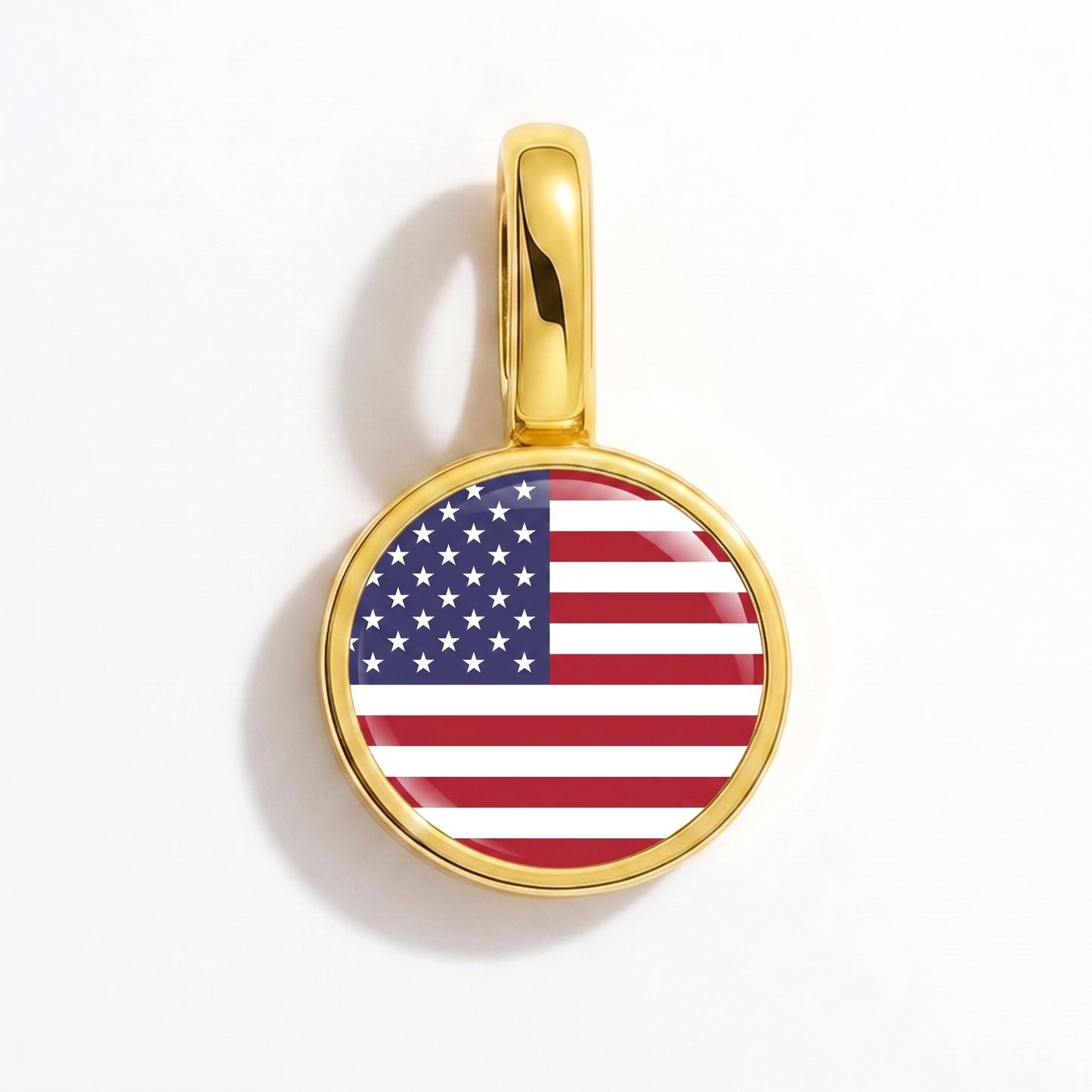 Flag charm United States – round gold