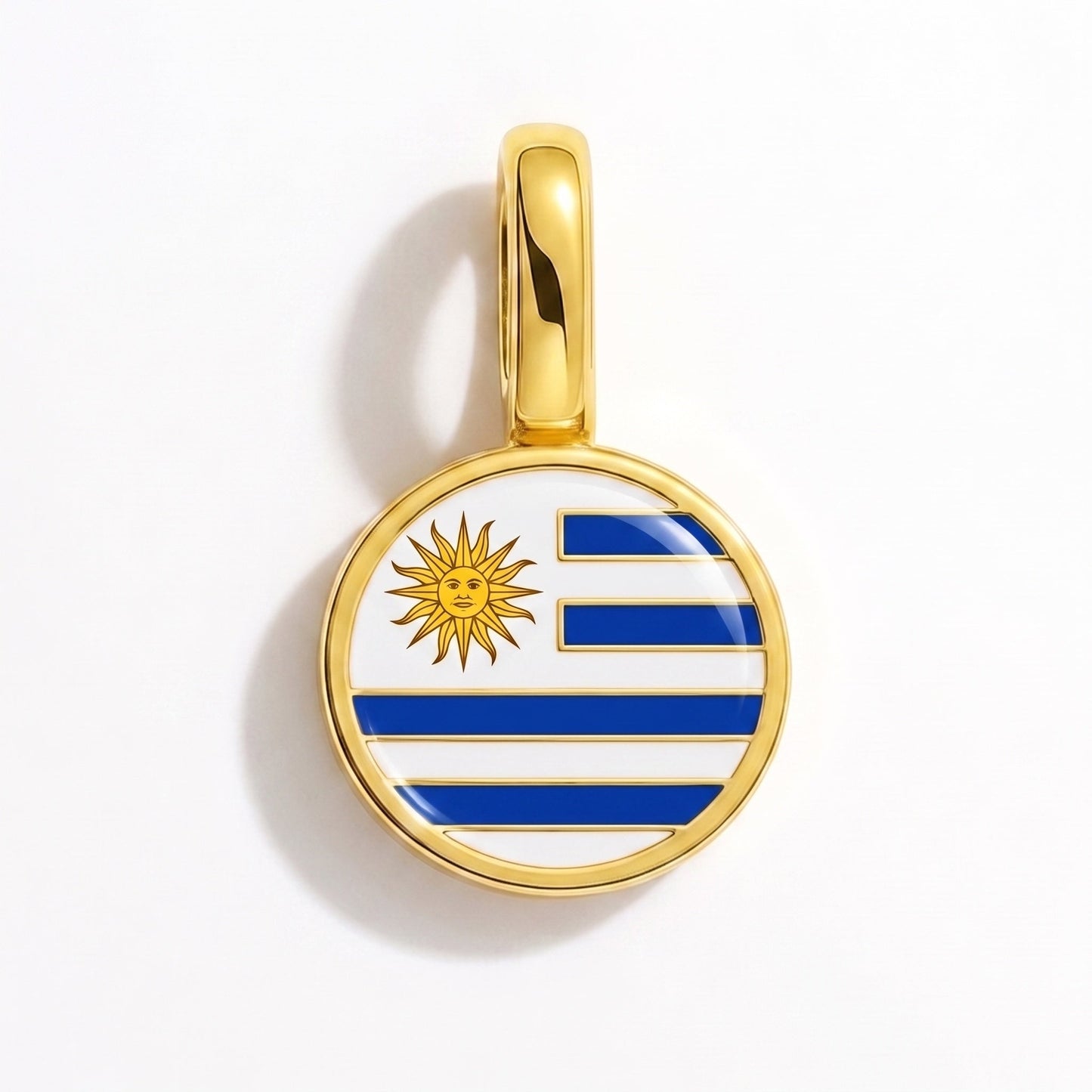 Flag charm Uruguay – rectangular gold
