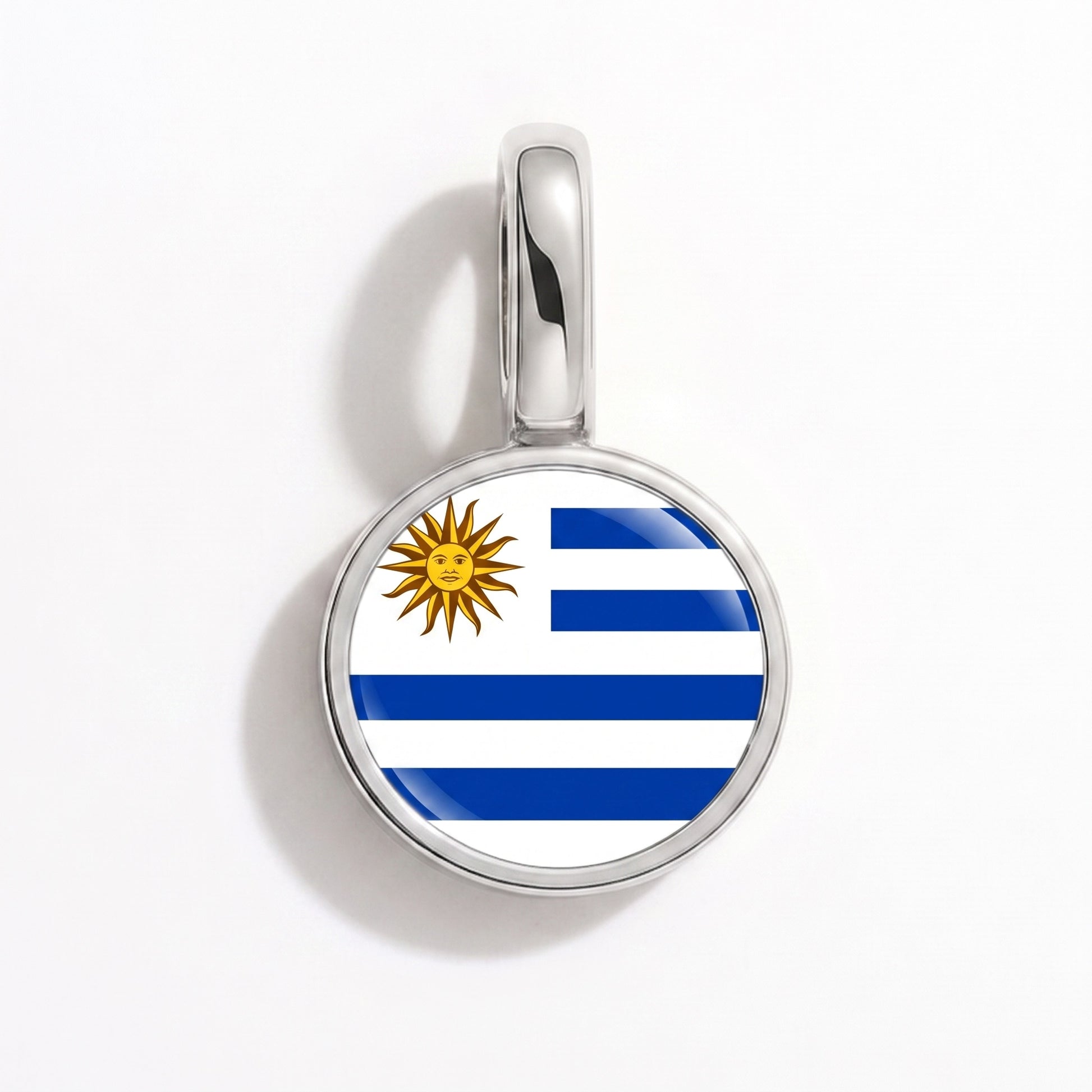 Flag charm Uruguay – round silver