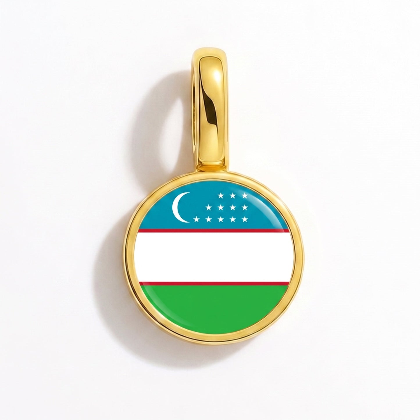 Flag charm Uzbekistan – rectangular gold