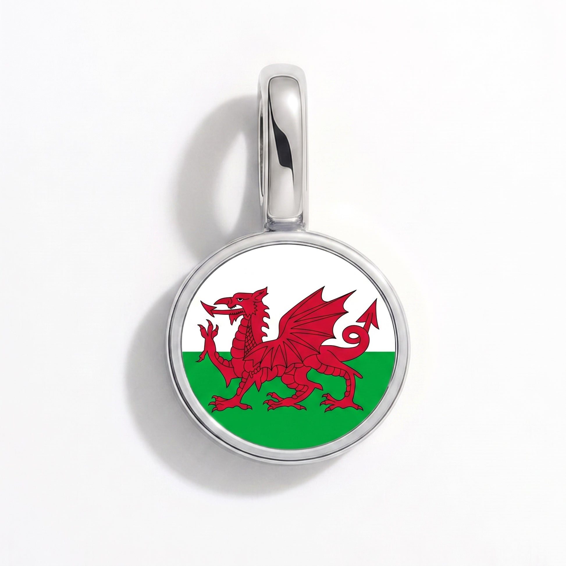 Flag charm Wales – round silver