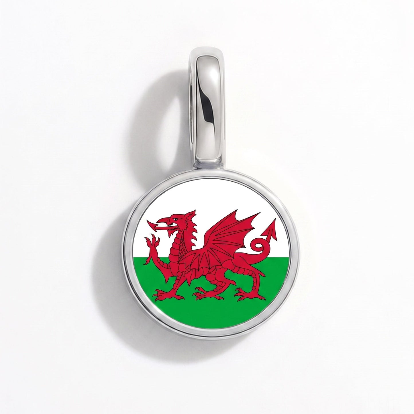 Flag charm Wales – rectangular silver